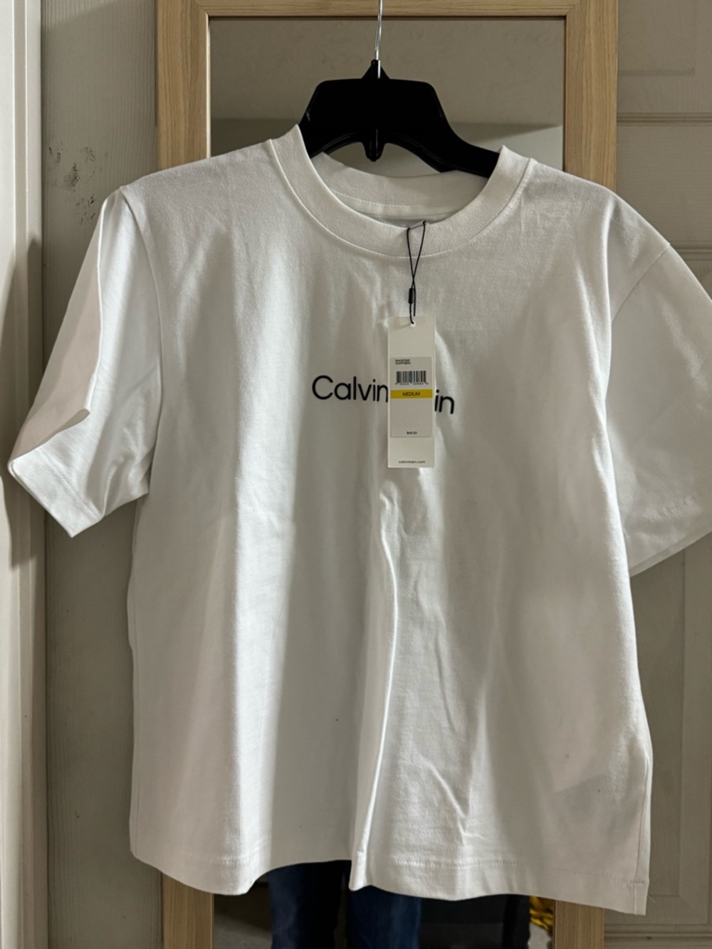 Calvin Klein White Crewneck T-Shirt with Black Logo